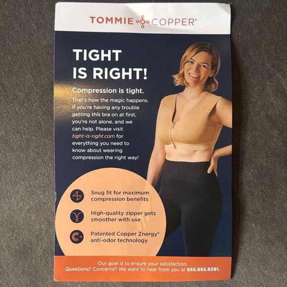 Women's Tommie Copper Shoulder Support Bra with Front Zipper Black Size 3XL NEW - Picture 9 of 10